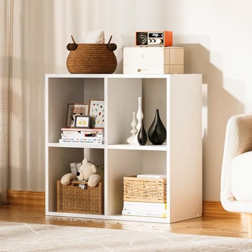 COMHOMA 6 Wood Cube Storage Organizer for Home Office and Bedroom 
| White Cube Storage Bookshelf with Removable Back Panels for Living Room 
| FSC Certified 11In Cube Storage Shelf for Multi-Use Spaces Vertical or Horizontal