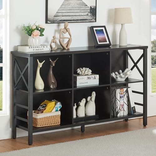 HOMBAZAAR Industrial Cube Storage Shelf, Brown, 6 Cubes, 3 Shelves
