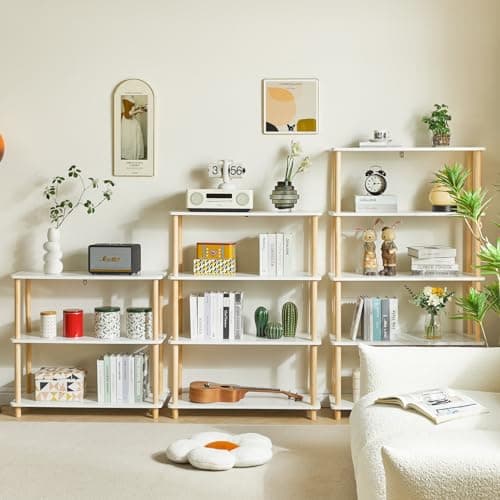 IBUYKE 3-Tier White Wooden Bookcase - Modern Standing Storage Organizer