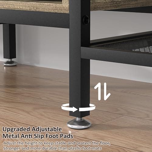Industrial TV Stand for 65 Inch TV, 3-Tier Console with Open Shelves, Metal Frame - Dark Grey (55 Inch)
