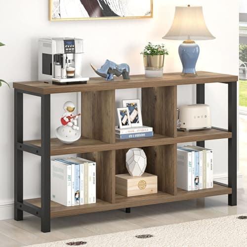 FOLUBAN Light Grey 47 Inch Wood & Metal Cube Storage Organizer