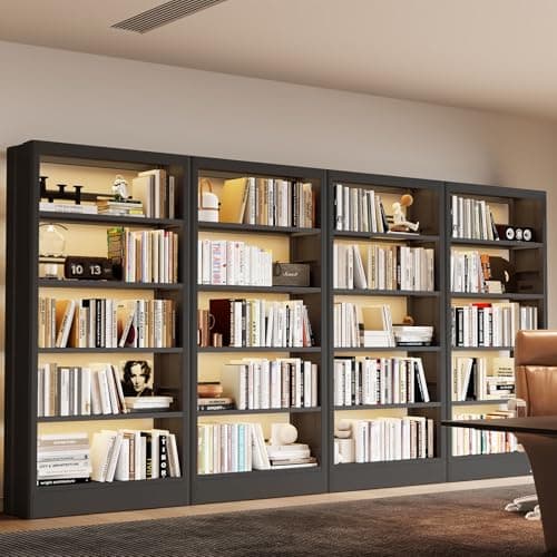 71" Black Metal 5-Tier Bookshelf with Adjustable Shelves, Heavy Duty Storage for Library, Office, Bedroom, Living Room,