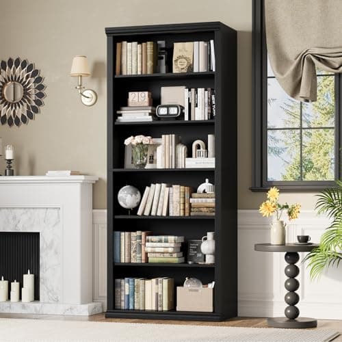 Elegant 28" Tall Bookshelf, 6 Tiers Spacious Storage, Home Office & Living Room Organizer