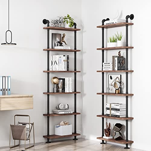 BOSURU Rustic Wood Ladder Shelf for Living Room Decor