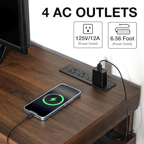 HOMMPA 75 Inch LED TV Stand with Storage & Power Outlets