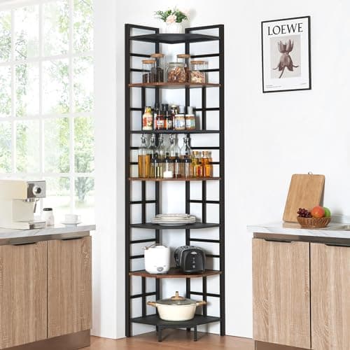 Industrial Corner Shelf for Home Office and Living Room