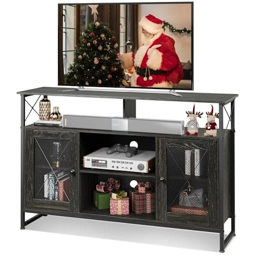 Farmhouse Industrial TV Stand for 55 inch TVs, with Storage