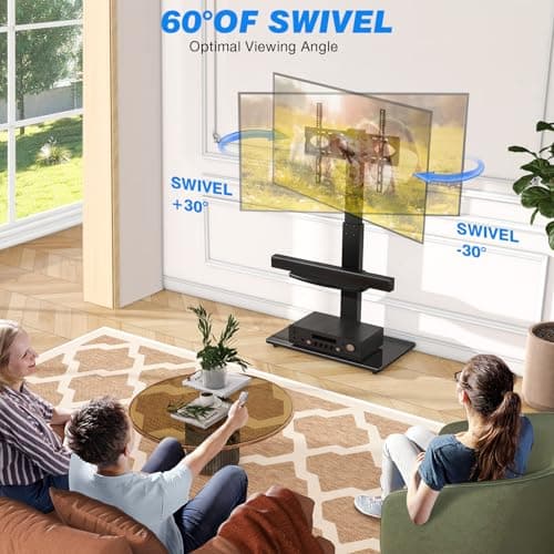 Rfiver Swivel TV Stand with Height Adjustment & Cable Management for 32-70 inch TVs Up to 110lbs