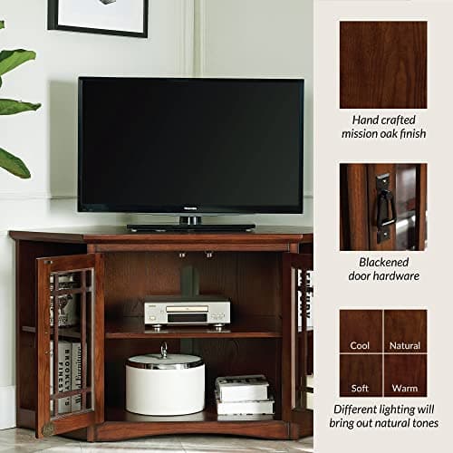 Leick Home 82287 Mission Oak Two Door TV Stand 50" TVs Living Room Storage