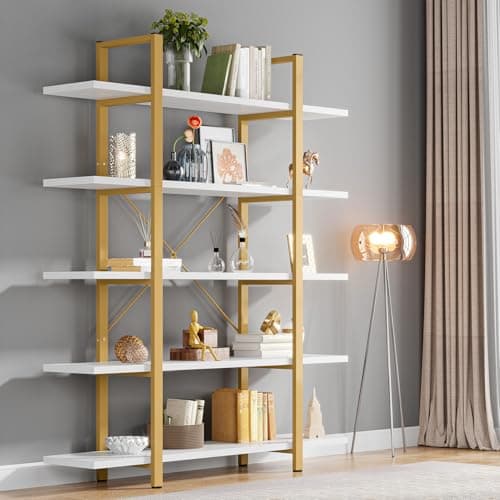 Tribesigns 5-Tier Vintage Industrial Bookshelf 72H x 12W x 47L