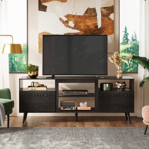 Black WLIVE 65 Inch TV Stand & 58 Inch Entertainment Center with Storage