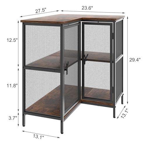 VECELO 40-Inch Corner TV Stand with Storage Shelves - Farmhouse Entertainment Center for Living Room and Bedroom, Brown