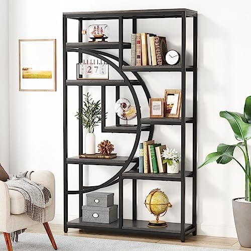 Tribesigns Industrial 5 Tier Tall Freestanding Bookshelf with Open Storage for Living Room and Bedroom