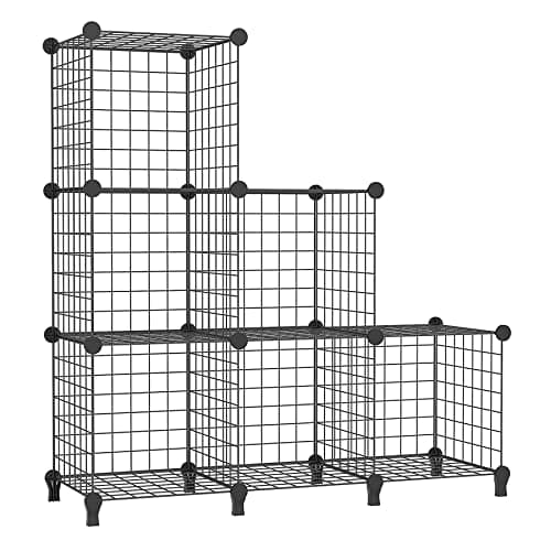 AWTATOS Black Metal 6 Cube Storage Shelves, Closet Organizer for Home Office Closet