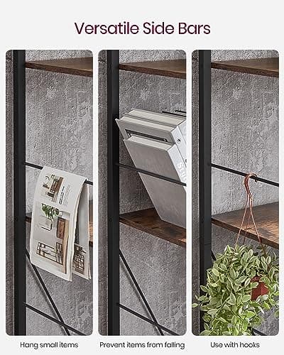 VASAGLE 5-Tier Bookshelf, Rustic Brown and Black ULBC121B01