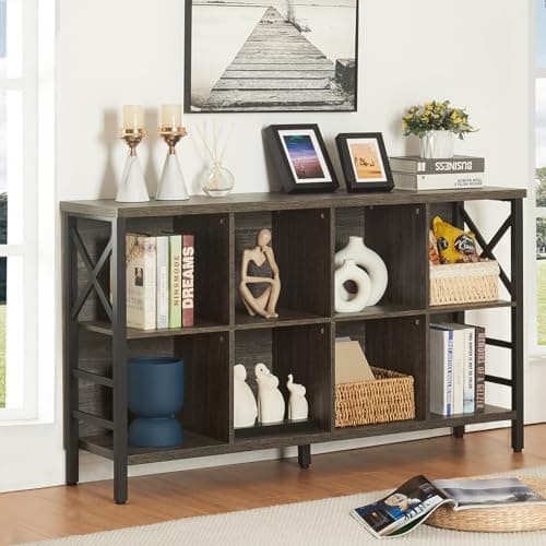 HOMBAZAAR Industrial Cube Storage Shelf, Brown, 6 Cubes, 3 Shelves