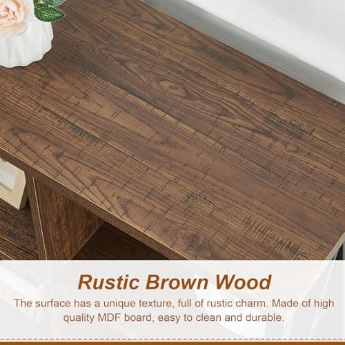 Rustic Short Wide Cube Storage Organizer Shelf for Living Room or Office