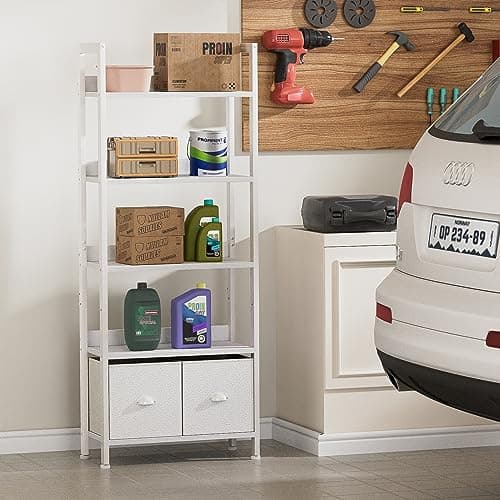 Furologee 6-Tier Rustic Brown Bookshelf with Drawers for Home Office