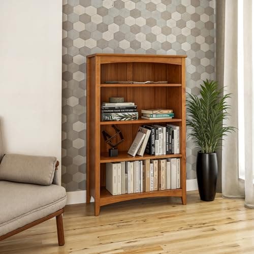 Cherry Shaker Style 4 Shelf Adjustable Bookcase 48" High