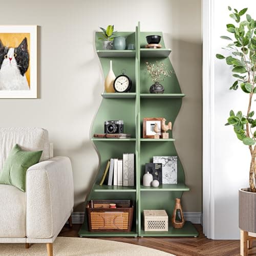 Little Tree Modern 5-Tier Wall Corner Bookshelf for Small Spaces