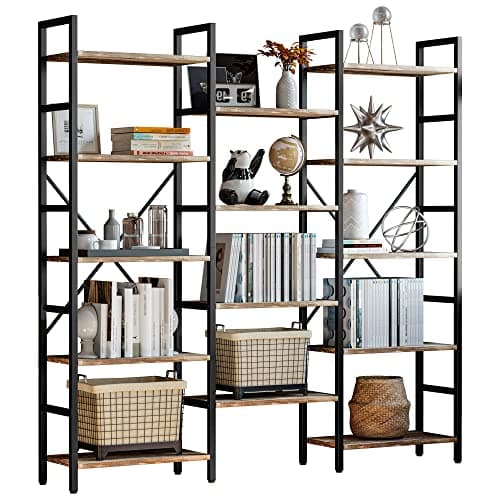 IRONCK 6-Tier Industrial Style Bookshelf for Living Room and Office