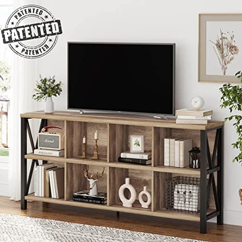 FATORRI 8-Cube Rustic Wood Storage Organizer for Living Room (62 Inch)