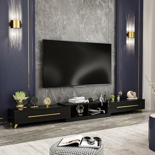 AIEGLE Extendable TV Console - 95"-134" Stretch, Black