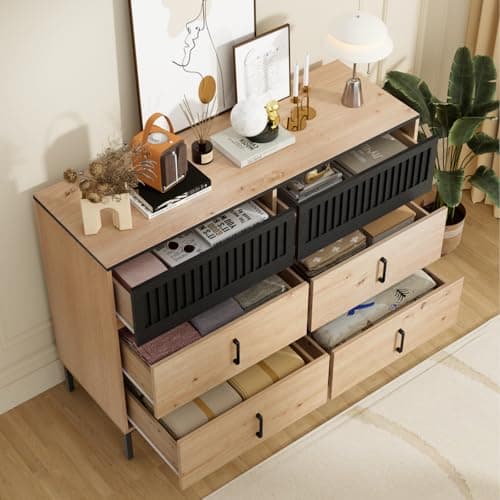 TUSY Modern 3-Tier Bookcase with 6 Drawers & 5-Tier Shelves for Home Office