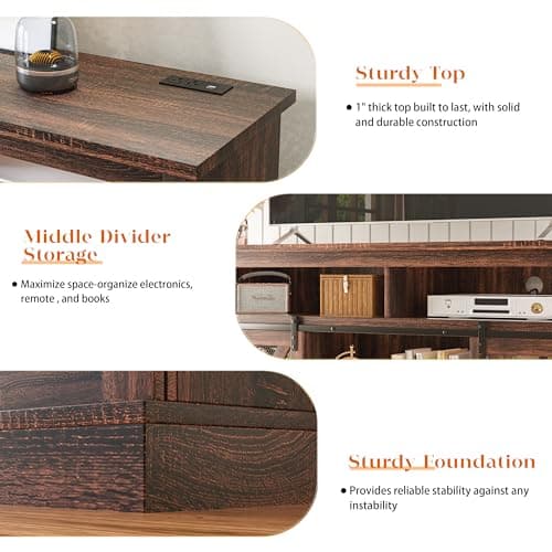 Xilingol Tall TV Stand with Power Outlets & Storage for 65+ Inch TVs