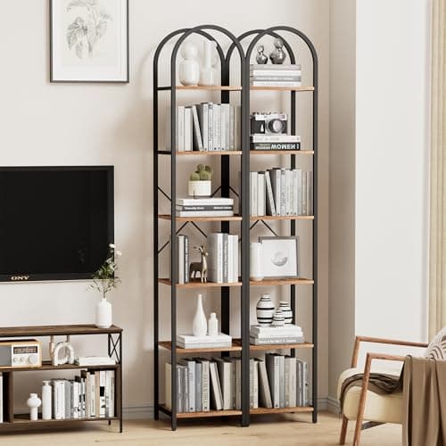 Homdy 6-Tier Narrow Bookshelf for Home Office, Living Room