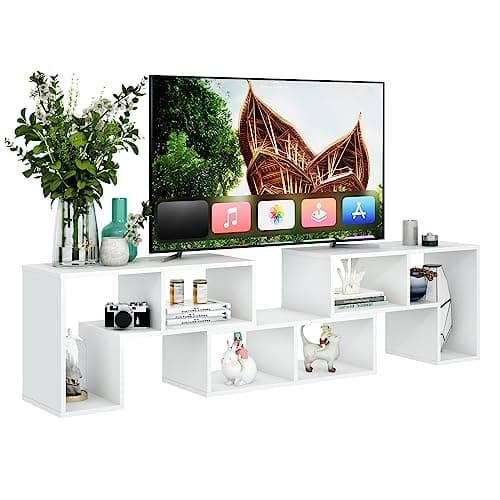 Tangkula 3 Piece TV Stand, Brown - Minimalist Modern Entertainment Center for 50-65 Inch TVs