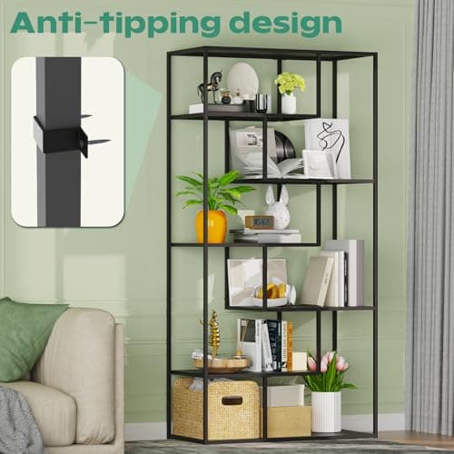 Modern 6-Tier Bookshelf for Display and Storage