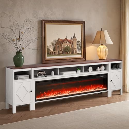 VEVOR Electric Fireplace TV Stand, Corner TV Stand for 50" TVs, Vintage Design, 20 LED Lights, Remote & Timer