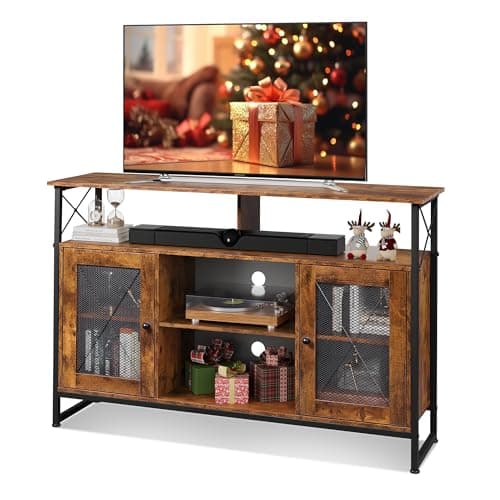 Farmhouse Industrial TV Stand for 55 inch TVs, with Storage