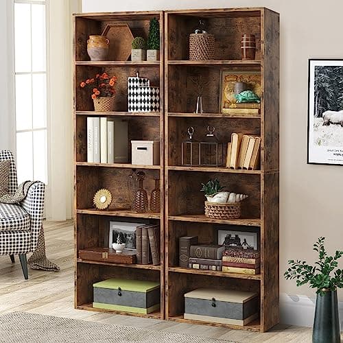 Oneinmil 6-Tier Floor Standing Bookshelf, White, Home Office Decor