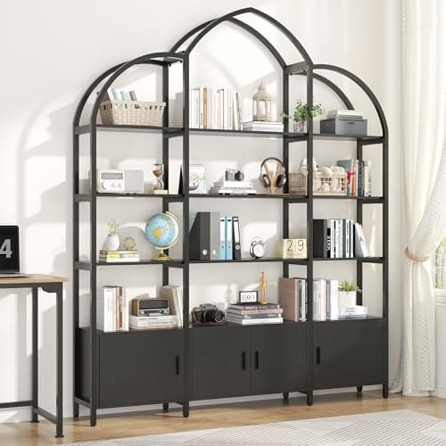 Semoic 3-Tier Industrial Wood Bookshelf, Brown Metal Frame, Living Room & Study Storage Organizer