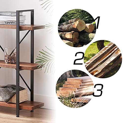 HSH Natural Rustic Wood 3 Tier Distressed Brown Bookshelf