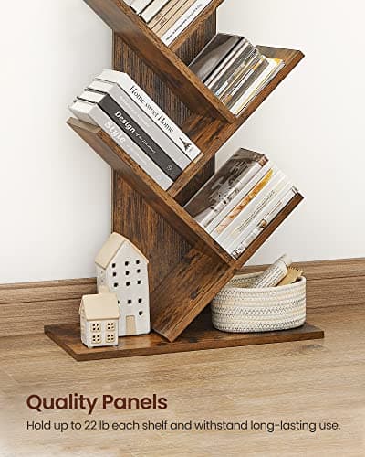 VASAGLE 9-Tier Rustic Brown Book Tree, Large Corner Bookshelf