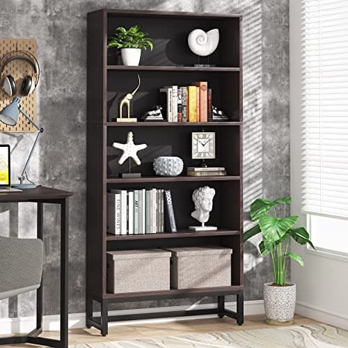 Tribesigns Sandalwood Large 70.8” 5-Tier Bookcase Organizer for Living Room, Bedroom