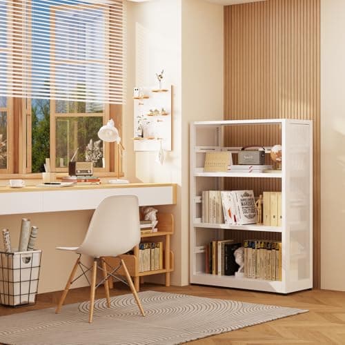 3-Tier Metal Storage Shelves with Wheels, Adjustable Feet, and White Finish