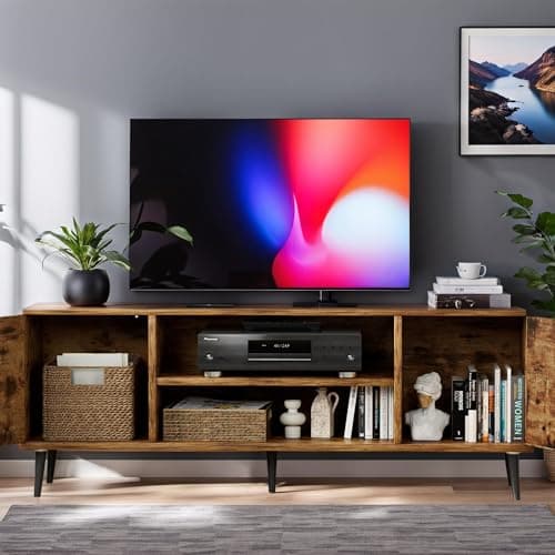 YESHOMY 58 Inch Rustic Brown TV Stand for 65" TVs, Storage Console