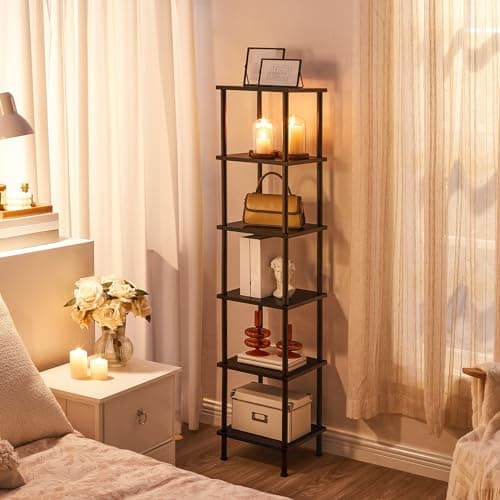 HOOBRO BK55CJ01 6-Tier Corner Shelf, Tall Storage Rack, Black