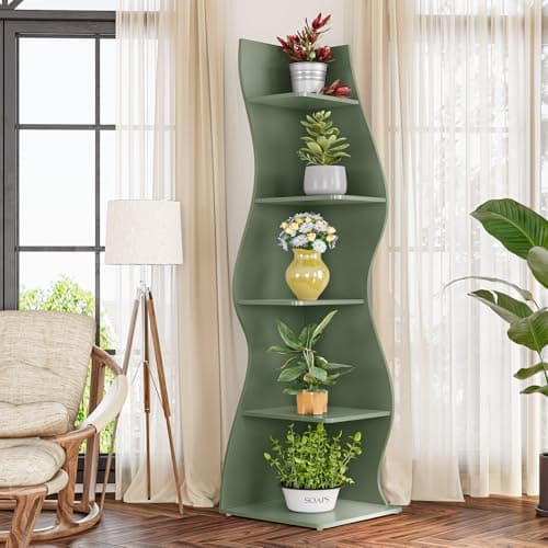Little Tree Modern 5-Tier Wall Corner Bookshelf for Small Spaces