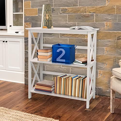 Mountego White 3-Shelf Casual Home Bookcase