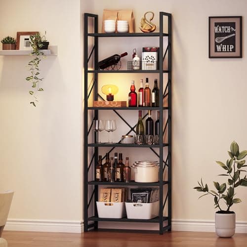 YITAHOME Modern 6 Tier Bookshelf for Living Room, Black