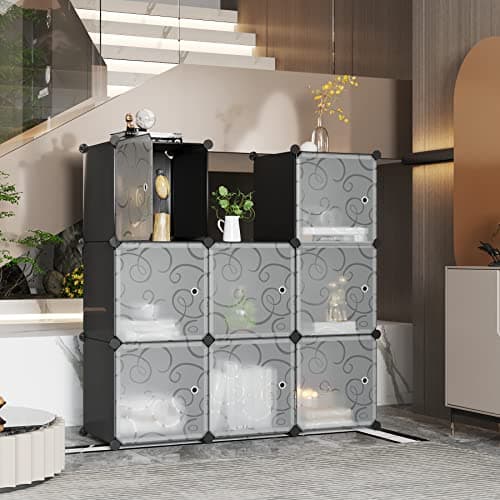 C&AHOME Cube Storage Organizer with Doors Black