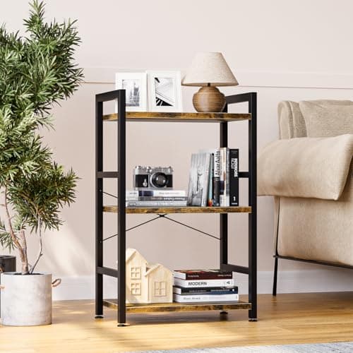 NUMENN 3 Tier Slim Bookshelf for Home StorageVintage