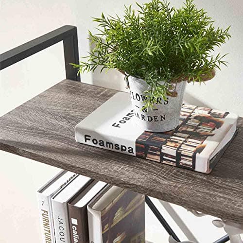 BON AUGURE Dark Gray Oak 4 Tier Bookshelf for Living Room & Office