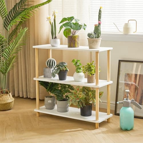 IBUYKE 3-Tier White Wooden Bookcase - Modern Standing Storage Organizer