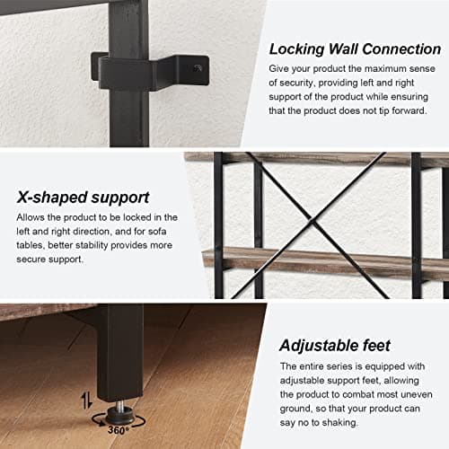 5-Tier Industrial Bookshelf for Home or Office, 70 Tall Rustic Storage Rack